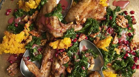 Roast chicken with walnut polenta