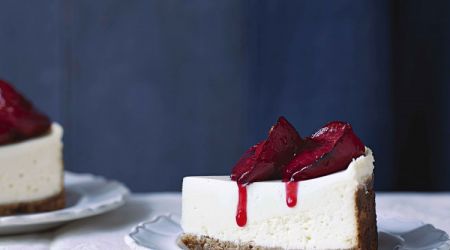 New York Style Cheesecake With Roasted Plums